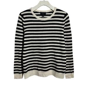 Charter Club 100% Cashmere Sweater Women S Black White Stripe Minimal Modest